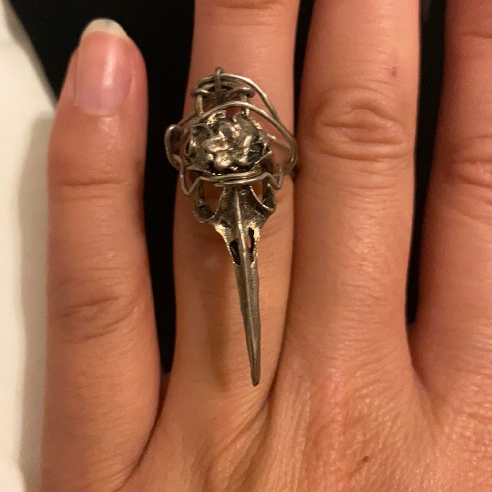 Raven Skull Wire Ring - image 1